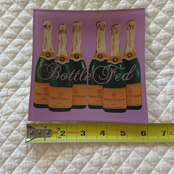 Ashley Longshore decorative champagne “Bottle Fed” square trinket dish! - Picture 3 of 3